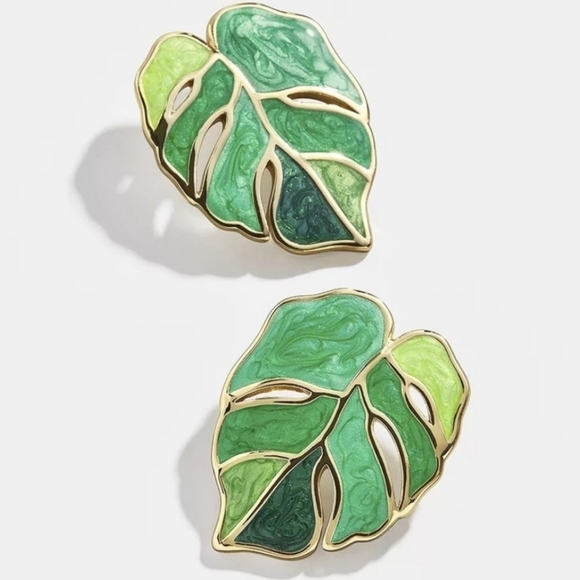 Bohemian Palm Tree Green Monstera Marble Painted Acrylic Multicolor "Mila" Leaf… - Picture 2 of 5